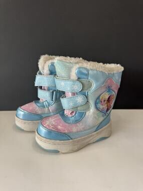 Disney Frozen Elsa Anna Winter Boots Girl Blue-Pink size: M-7/8